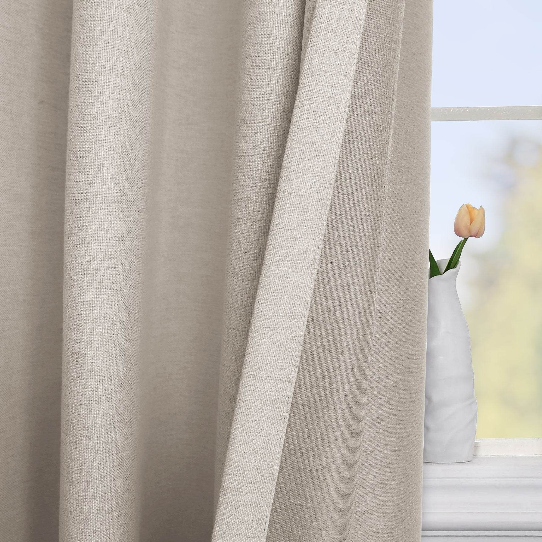 Frank Heavyweight Linen Blend Blackout Curtains - Thermal Insulated, Room Darkening, Pinch Pleat Drapes - Cololeaf