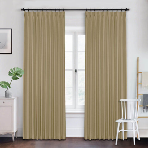 Frank Heavyweight Linen Blend Blackout Curtains - Thermal Insulated, Room Darkening, Pinch Pleat Drapes - Cololeaf -- #01 Ivory White