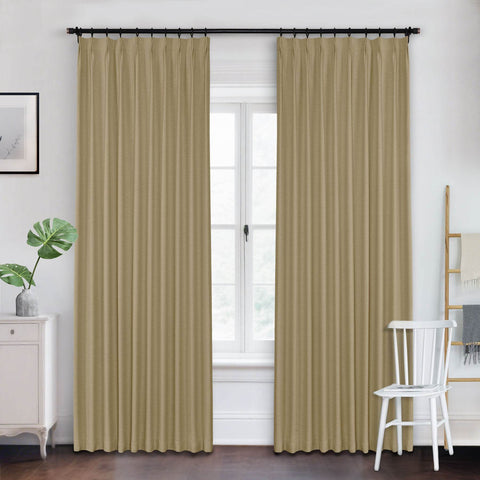 Frank Heavyweight Linen Blend Blackout Curtains - Thermal Insulated, Room Darkening, Pinch Pleat Drapes - Cololeaf