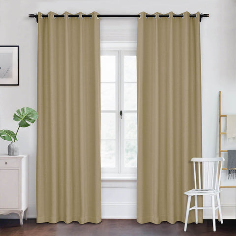Frank Room Darkening Linen Blend Curtains Heavy Weight Thermal Blackout Drapes Grommet - Cololeaf -- #01 Ivory White