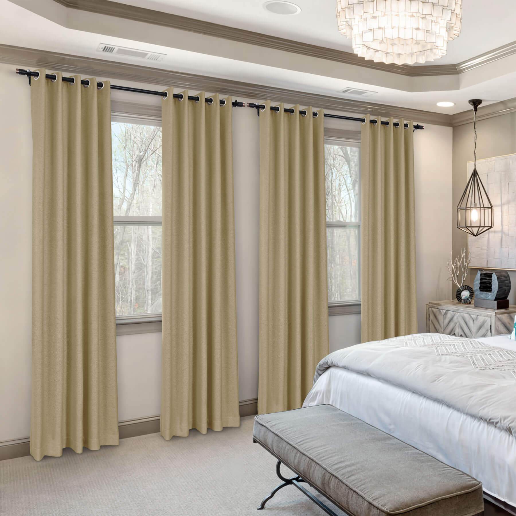 Frank Room Darkening Linen Blend Curtains Heavy Weight Thermal Blackout Drapes Grommet - Cololeaf -- #01 Ivory White