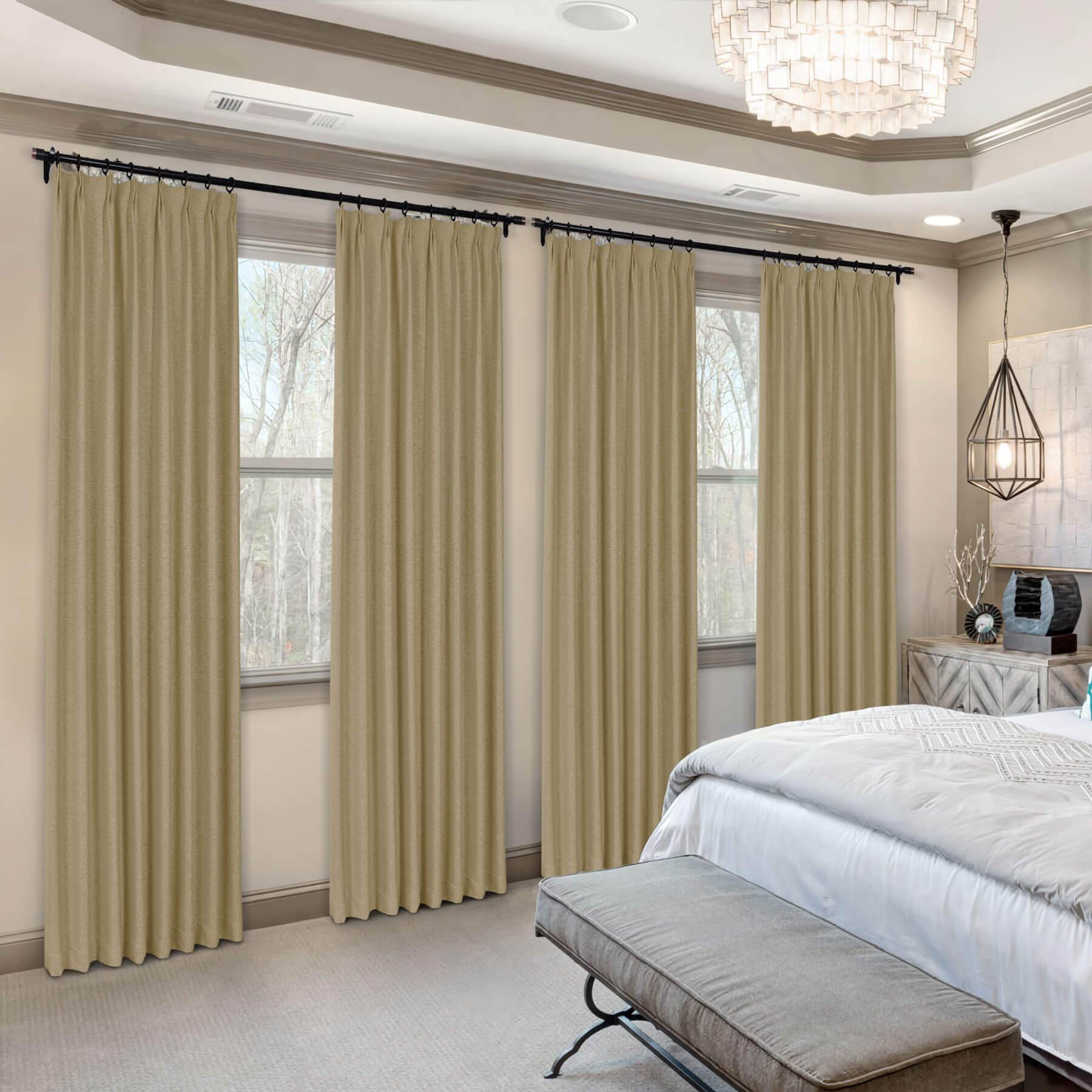 Frank Heavyweight Linen Blend Blackout Curtains - Thermal Insulated, Room Darkening, Pinch Pleat Drapes - Cololeaf -- #01 Ivory White