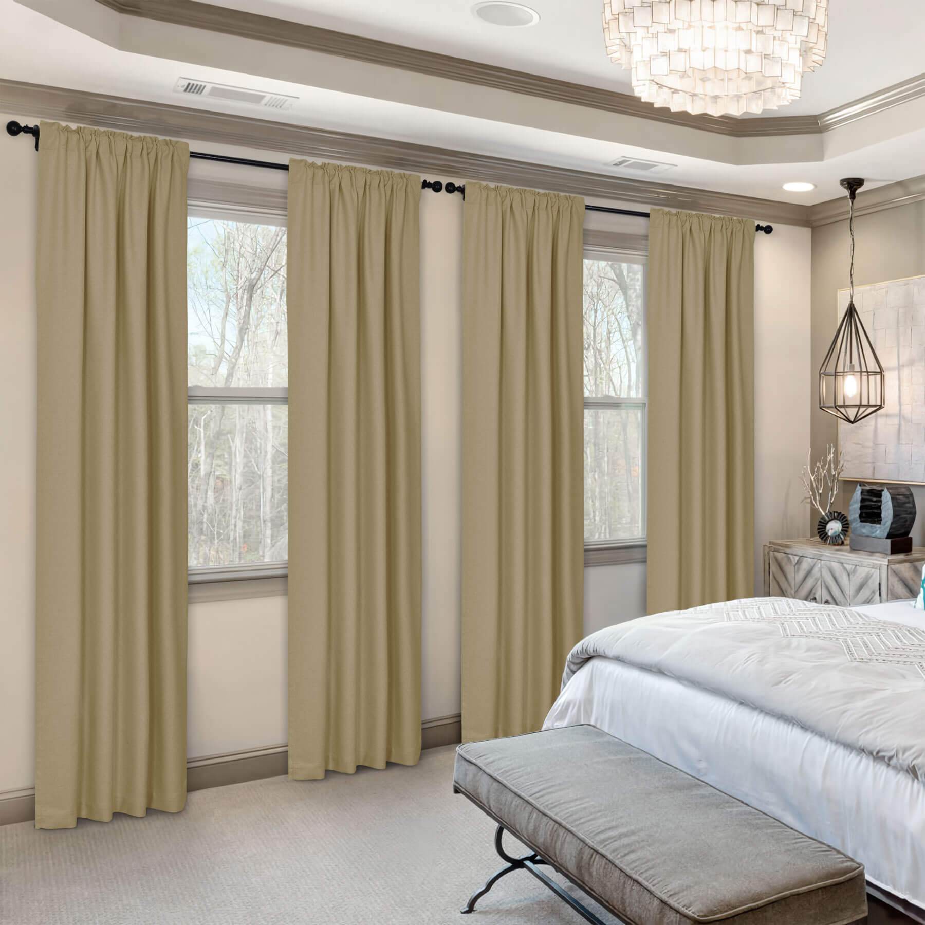Frank Room Darkening Linen Blend Curtains Heavy Weight Thermal Blackout Drapes Back Tab & Rod Pocket - Cololeaf -- #07 Sand Beige