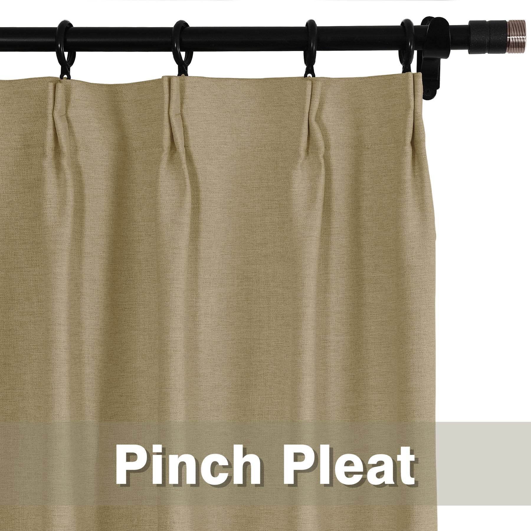 Frank Heavyweight Linen Blend Blackout Curtains - Thermal Insulated, Room Darkening, Pinch Pleat Drapes - Cololeaf