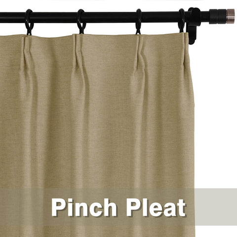 Frank Heavyweight Linen Blend Blackout Curtains - Thermal Insulated, Room Darkening, Pinch Pleat Drapes - Cololeaf