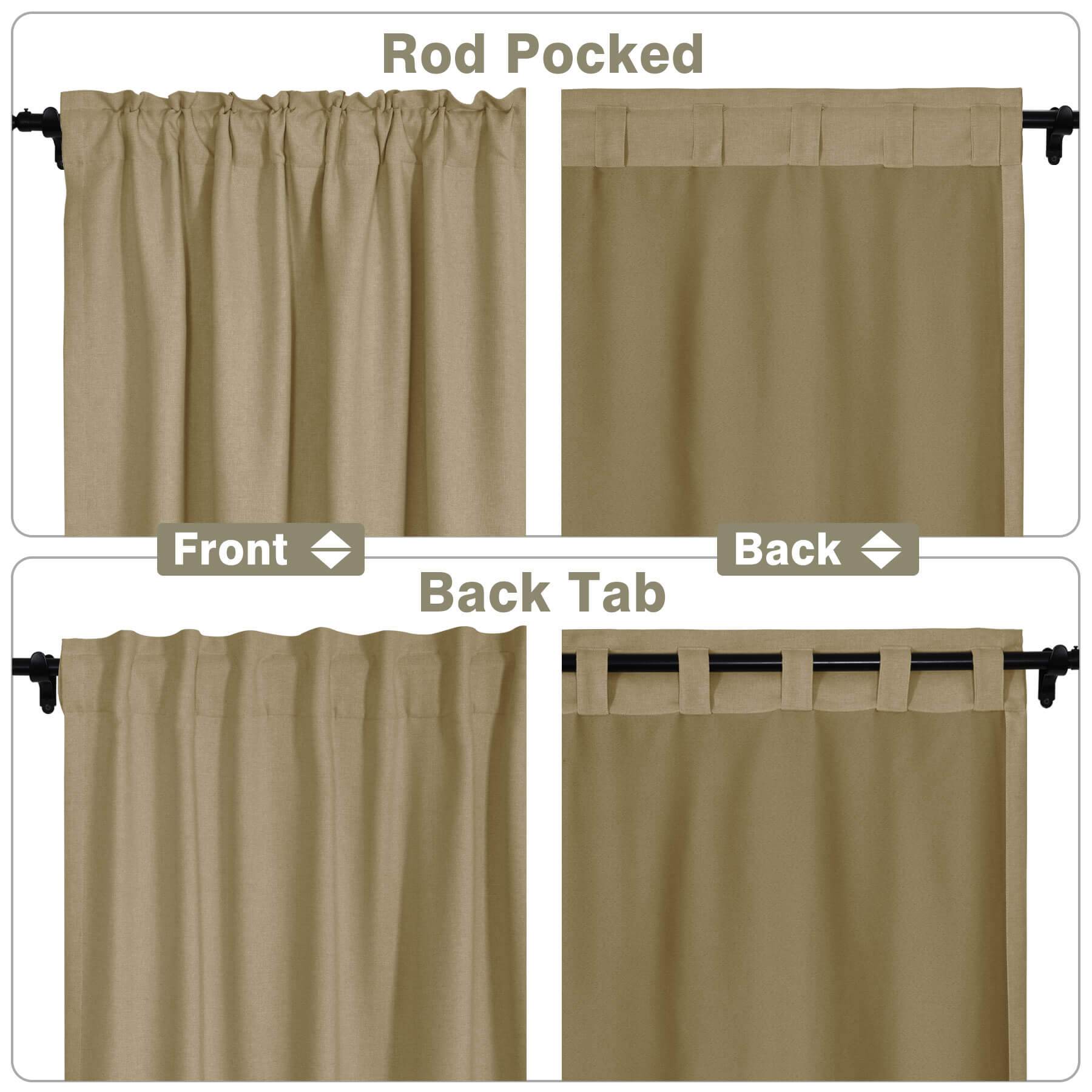 Frank Room Darkening Linen Blend Curtains Heavy Weight Thermal Blackout Drapes Back Tab & Rod Pocket - Cololeaf -- #07 Sand Beige