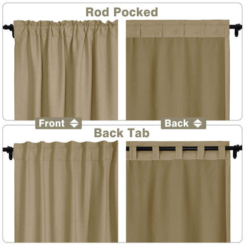 Frank Room Darkening Linen Blend Curtains Heavy Weight Thermal Blackout Drapes Back Tab & Rod Pocket - Cololeaf -- #07 Sand Beige