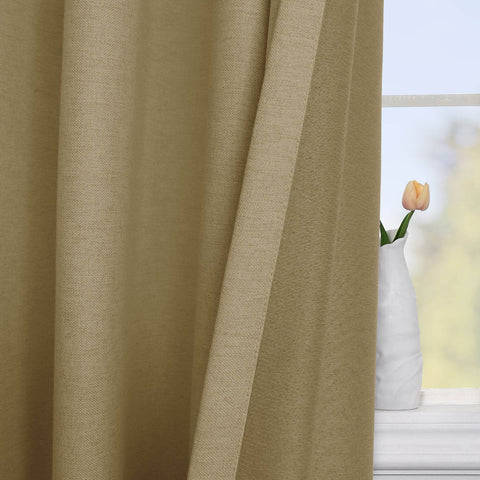 Frank Heavyweight Linen Blend Blackout Curtains - Thermal Insulated, Room Darkening, Pinch Pleat Drapes - Cololeaf