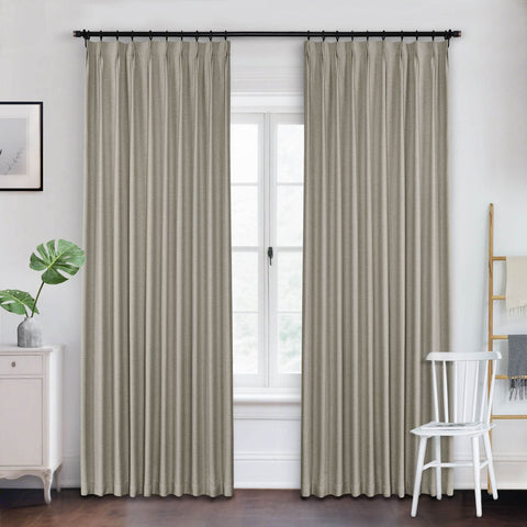 Frank Heavyweight Linen Blend Blackout Curtains - Thermal Insulated, Room Darkening, Pinch Pleat Drapes - Cololeaf