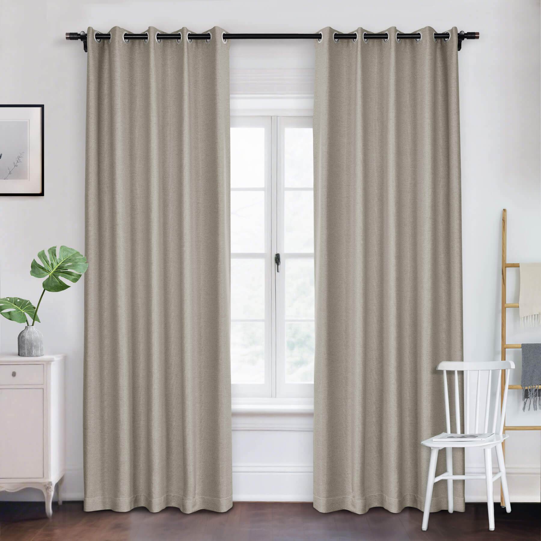 Frank Room Darkening Linen Blend Curtains Heavy Weight Thermal Blackout Drapes Grommet - Cololeaf -- #01 Ivory White