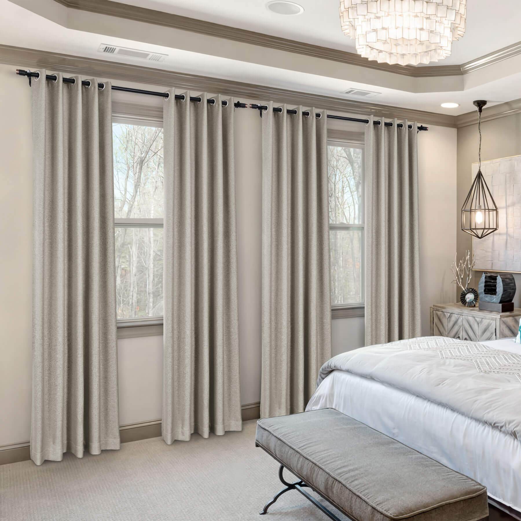 Frank Room Darkening Linen Blend Curtains Heavy Weight Thermal Blackout Drapes Grommet - Cololeaf -- #01 Ivory White