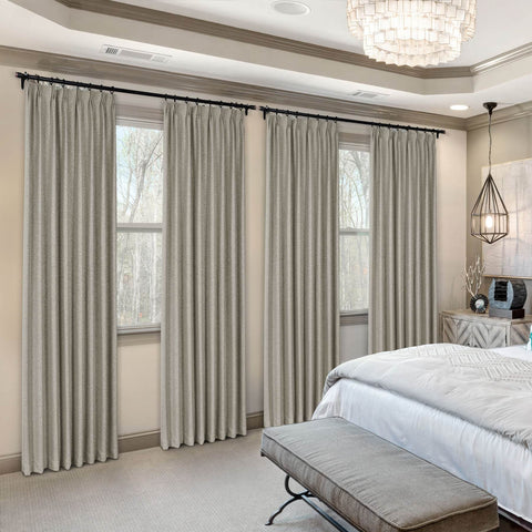 Frank Heavyweight Linen Blend Blackout Curtains - Thermal Insulated, Room Darkening, Pinch Pleat Drapes - Cololeaf