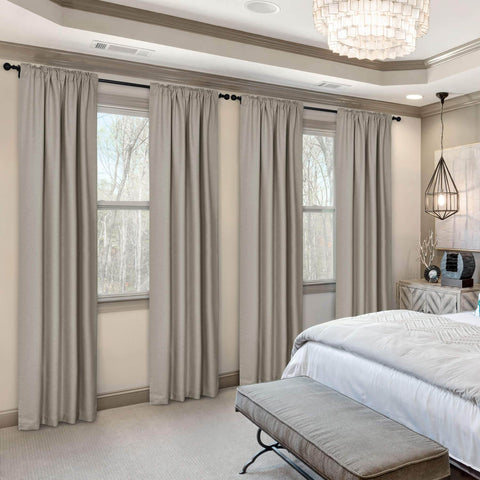 Frank Room Darkening Linen Blend Curtains Heavy Weight Thermal Blackout Drapes Back Tab & Rod Pocket - Cololeaf -- #07 Sand Beige