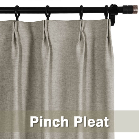 Frank Heavyweight Linen Blend Blackout Curtains - Thermal Insulated, Room Darkening, Pinch Pleat Drapes - Cololeaf