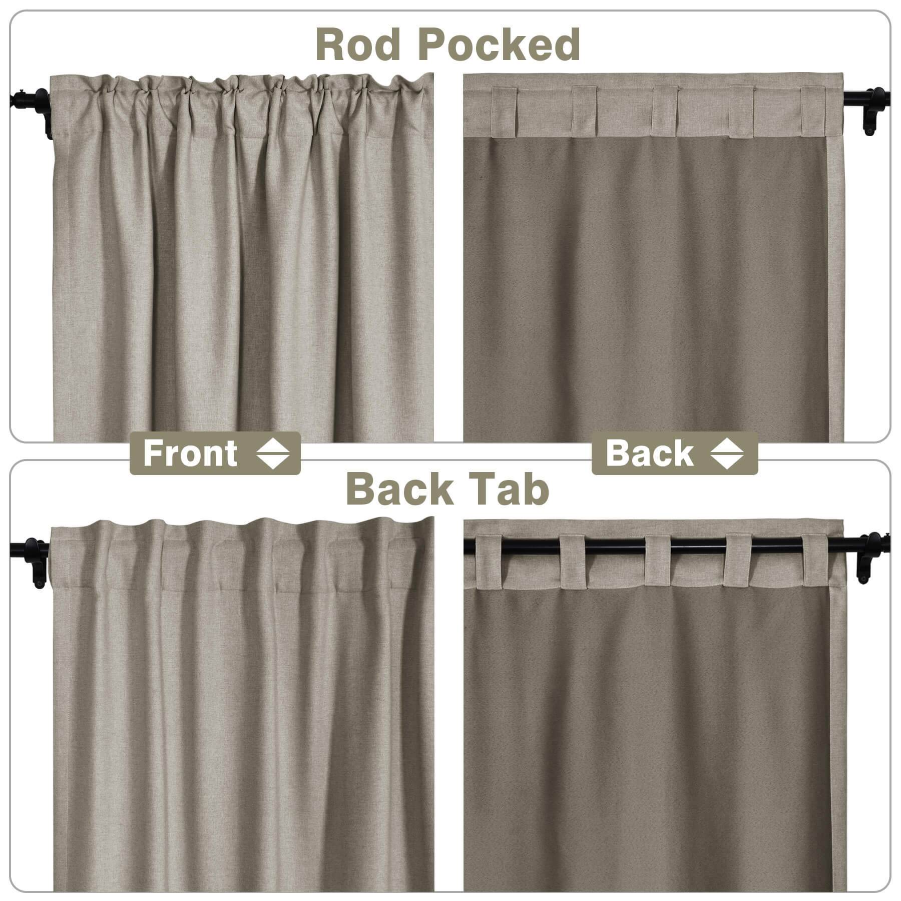 Frank Room Darkening Linen Blend Curtains Heavy Weight Thermal Blackout Drapes Back Tab & Rod Pocket - Cololeaf -- #07 Sand Beige