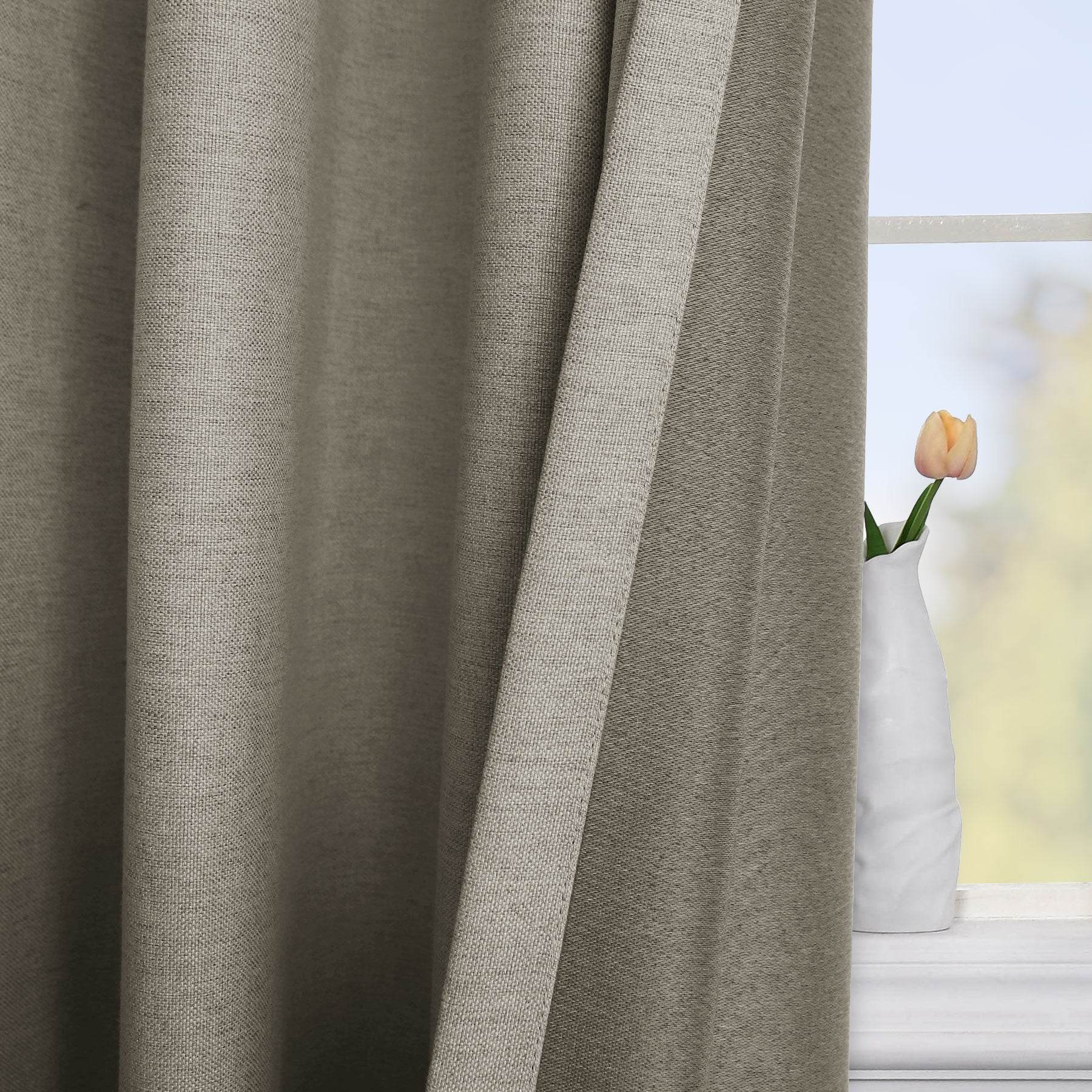Frank Heavyweight Linen Blend Blackout Curtains - Thermal Insulated, Room Darkening, Pinch Pleat Drapes - Cololeaf