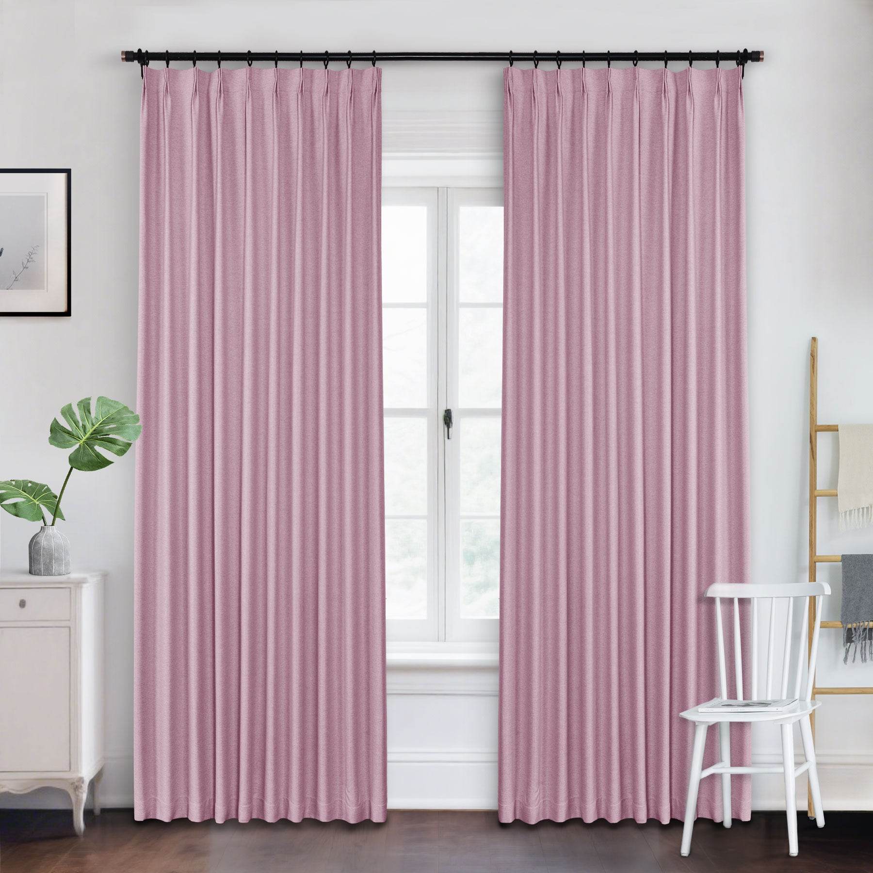 Frank Heavyweight Linen Blend Blackout Curtains - Thermal Insulated, Room Darkening, Pinch Pleat Drapes - Cololeaf
