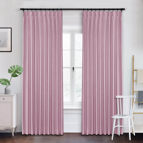 Frank Heavyweight Linen Blend Blackout Curtains - Thermal Insulated, Room Darkening, Pinch Pleat Drapes - Cololeaf -- #01 Ivory White