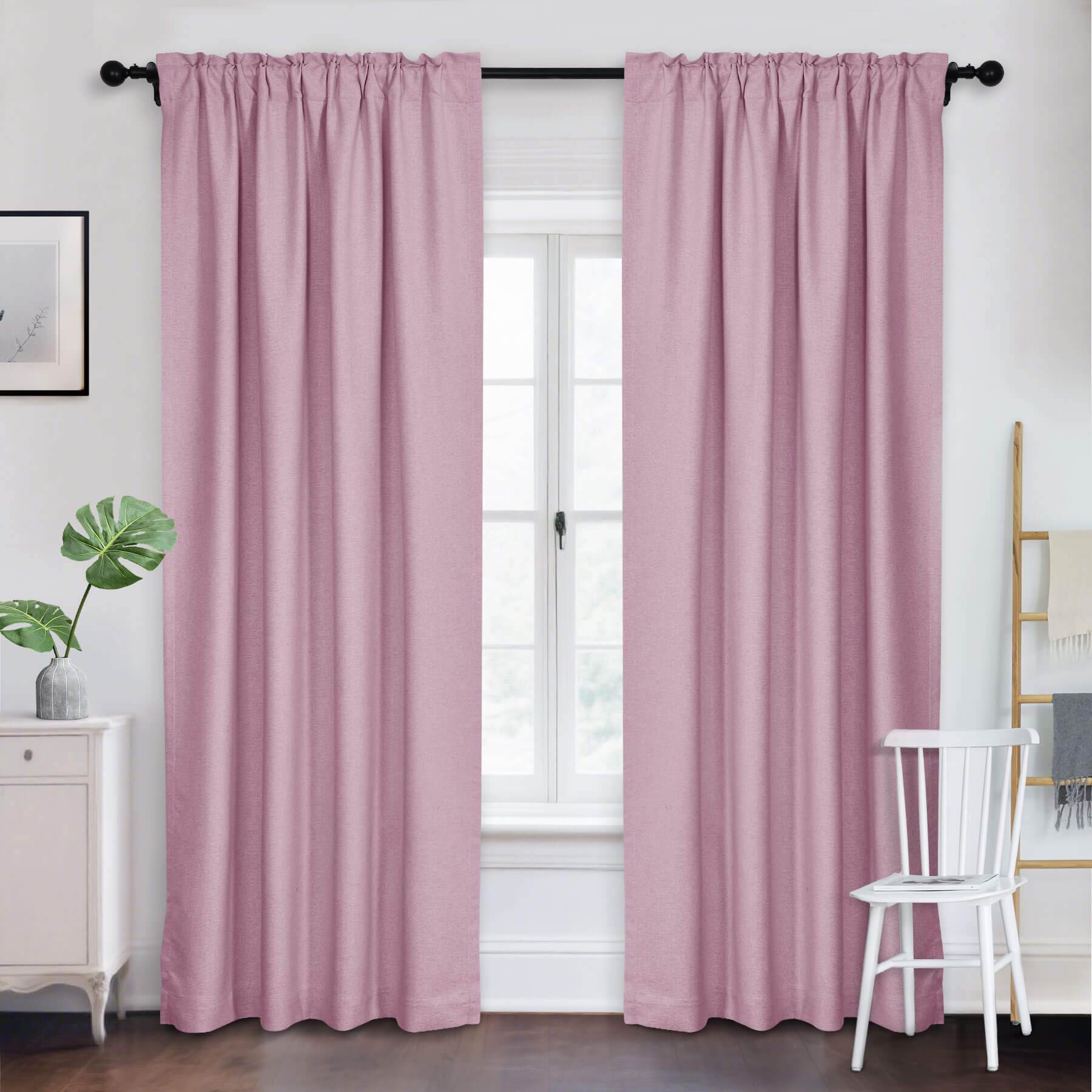 Frank Room Darkening Linen Blend Curtains Heavy Weight Thermal Blackout Drapes Back Tab & Rod Pocket - Cololeaf -- #07 Sand Beige