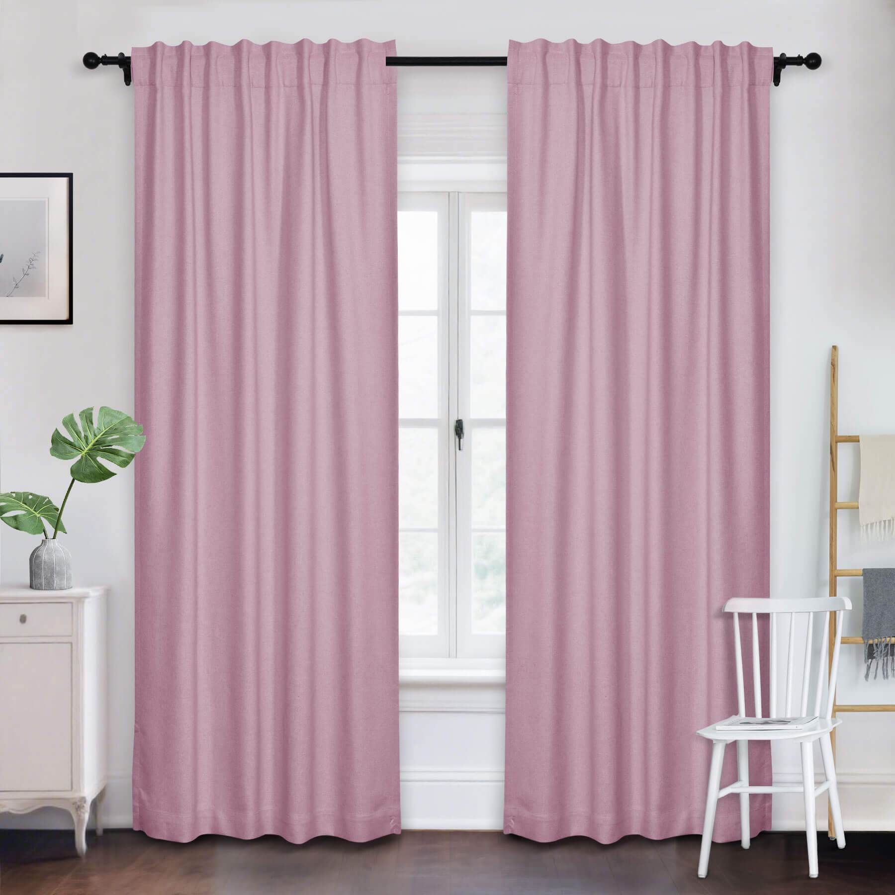 Frank Room Darkening Linen Blend Curtains Heavy Weight Thermal Blackout Drapes Back Tab & Rod Pocket - Cololeaf -- #07 Sand Beige