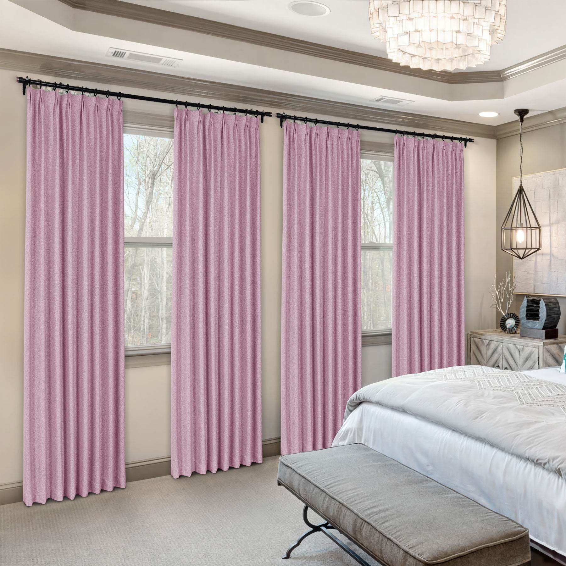 Frank Heavyweight Linen Blend Blackout Curtains - Thermal Insulated, Room Darkening, Pinch Pleat Drapes - Cololeaf
