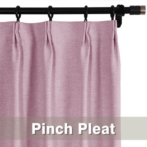 Frank Heavyweight Linen Blend Blackout Curtains - Thermal Insulated, Room Darkening, Pinch Pleat Drapes - Cololeaf