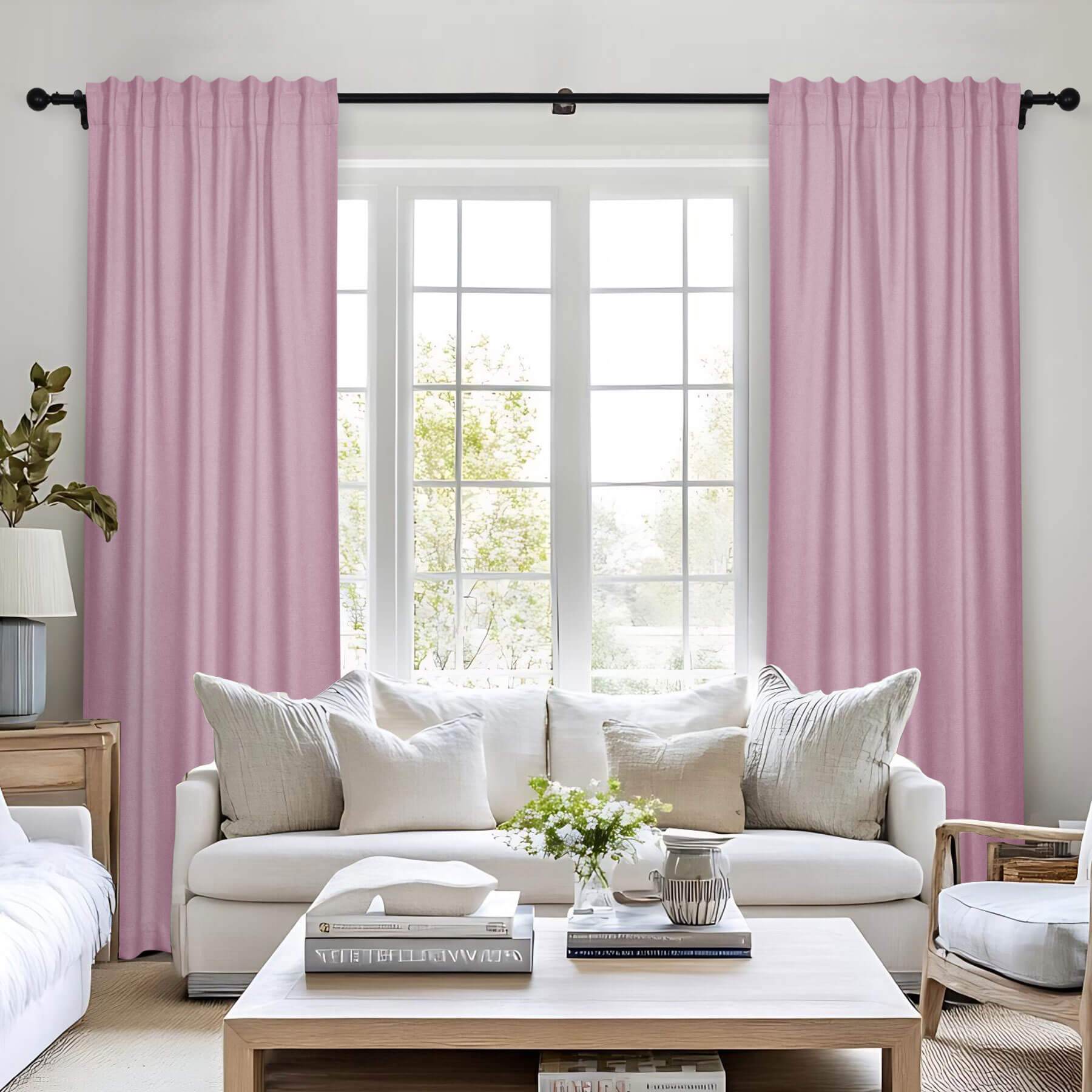 Frank Room Darkening Linen Blend Curtains Heavy Weight Thermal Blackout Drapes Back Tab & Rod Pocket - Cololeaf -- #07 Sand Beige
