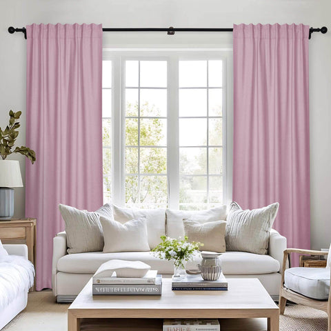 Frank Room Darkening Linen Blend Curtains Heavy Weight Thermal Blackout Drapes Back Tab & Rod Pocket - Cololeaf -- #07 Sand Beige
