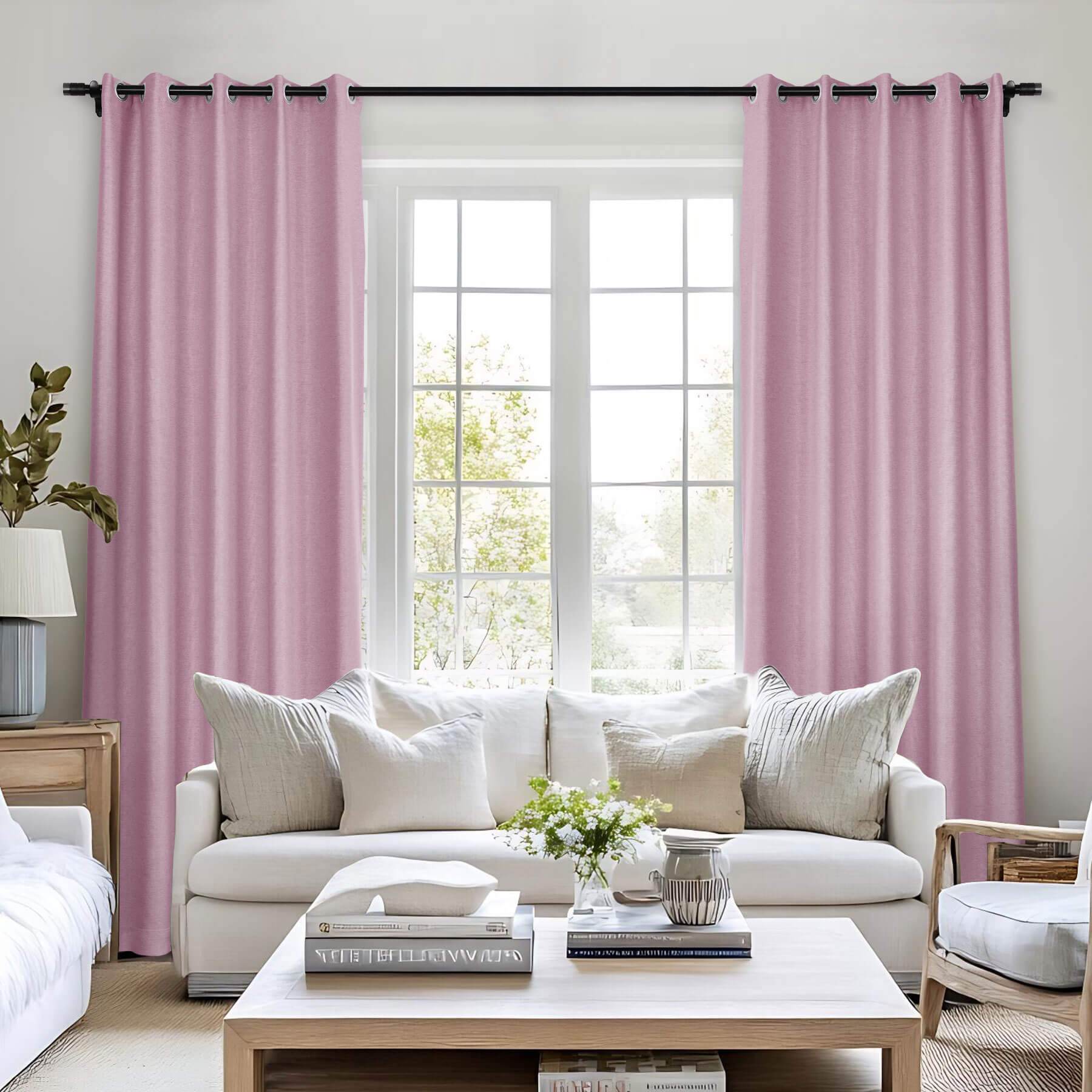Frank Room Darkening Linen Blend Curtains Heavy Weight Thermal Blackout Drapes Grommet - Cololeaf -- #01 Ivory White