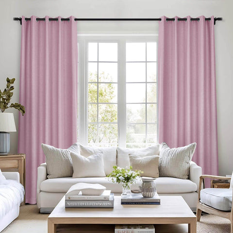 Frank Room Darkening Linen Blend Curtains Heavy Weight Thermal Blackout Drapes Grommet - Cololeaf -- #01 Ivory White