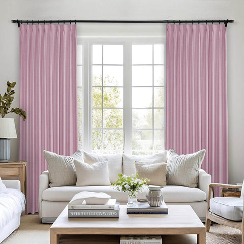 Frank Heavyweight Linen Blend Blackout Curtains - Thermal Insulated, Room Darkening, Pinch Pleat Drapes - Cololeaf