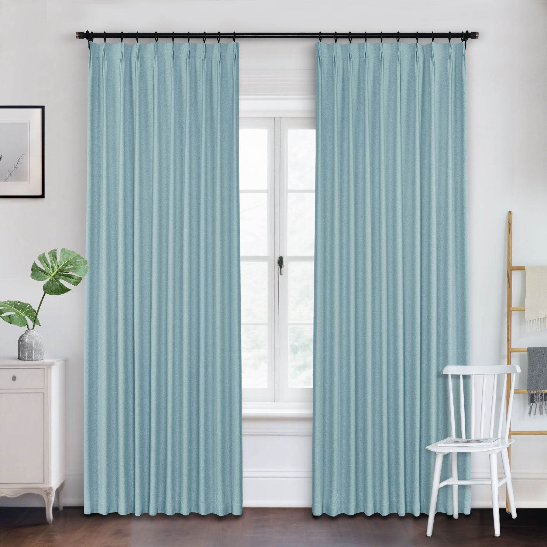 Frank Heavyweight Linen Blend Blackout Curtains - Thermal Insulated, Room Darkening, Pinch Pleat Drapes - Cololeaf