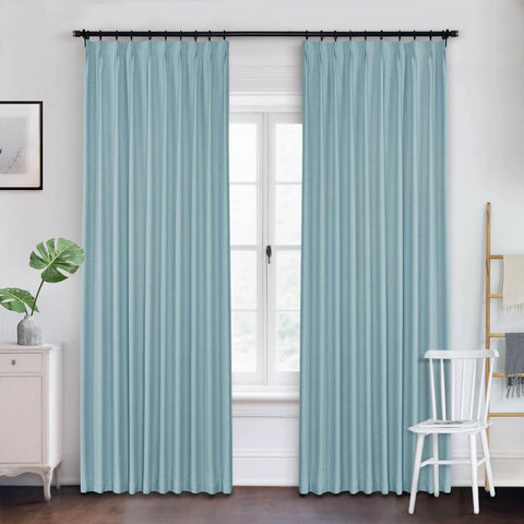 Frank Heavyweight Linen Blend Blackout Curtains - Thermal Insulated, Room Darkening, Pinch Pleat Drapes - Cololeaf -- #01 Ivory White