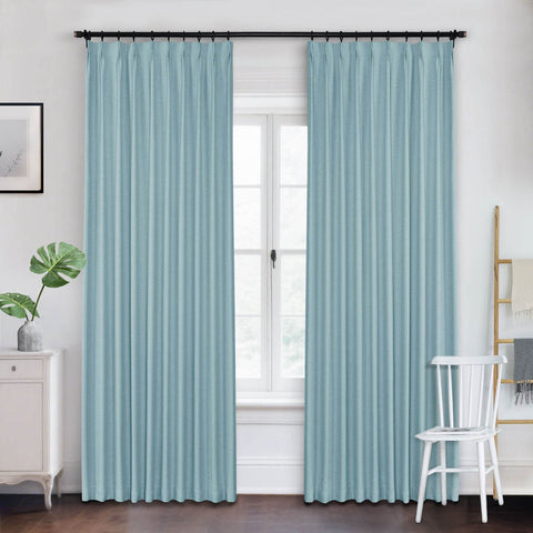 Frank Heavyweight Linen Blend Blackout Curtains - Thermal Insulated, Room Darkening, Pinch Pleat Drapes - Cololeaf