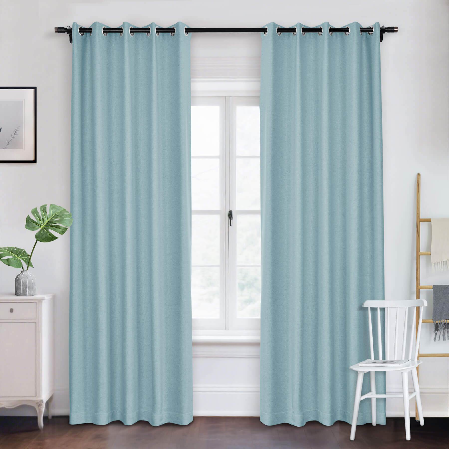 Frank Room Darkening Linen Blend Curtains Heavy Weight Thermal Blackout Drapes Grommet - Cololeaf -- #01 Ivory White