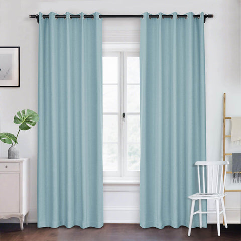 Frank Room Darkening Linen Blend Curtains Heavy Weight Thermal Blackout Drapes Grommet - Cololeaf -- #01 Ivory White