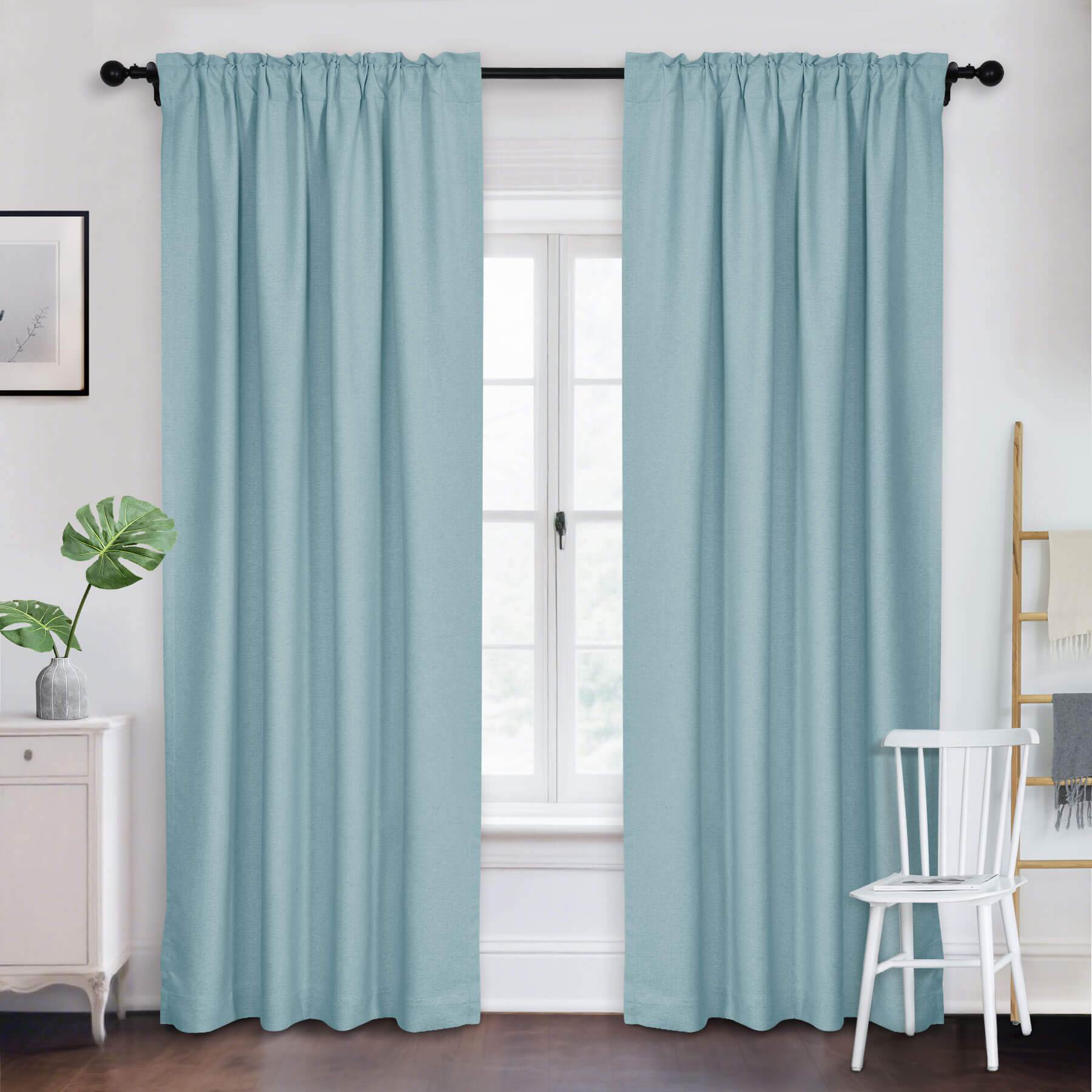 Frank Room Darkening Linen Blend Curtains Heavy Weight Thermal Blackout Drapes Back Tab & Rod Pocket - Cololeaf -- #07 Sand Beige