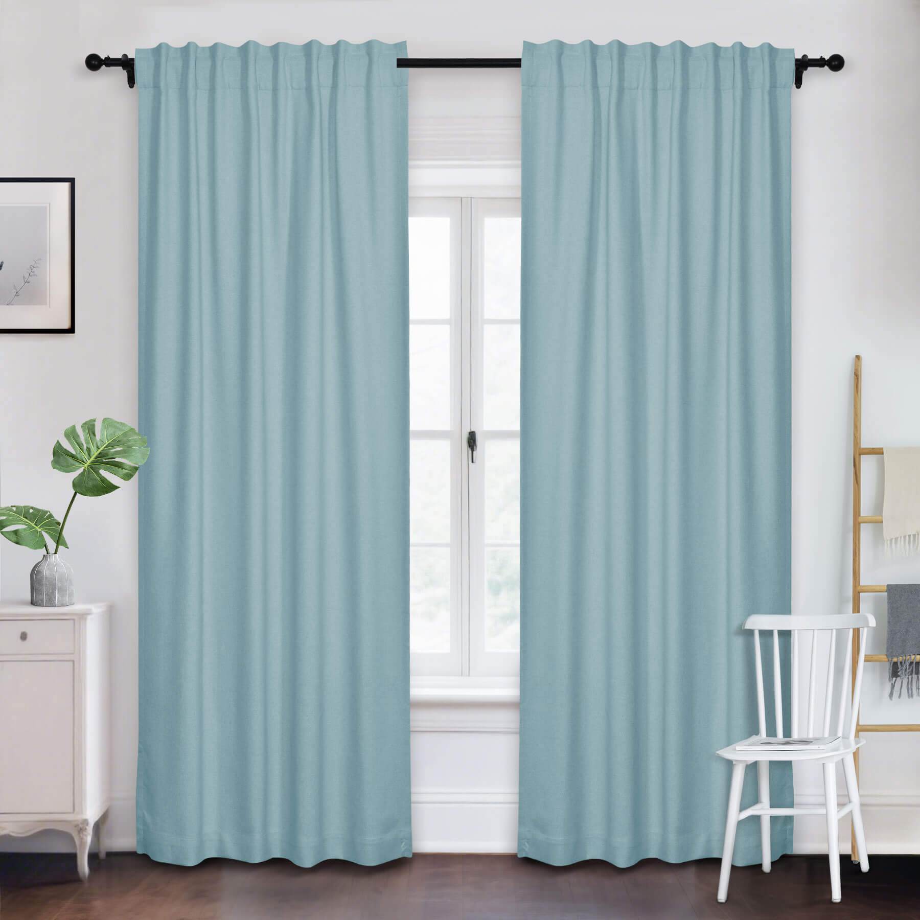 Frank Room Darkening Linen Blend Curtains Heavy Weight Thermal Blackout Drapes Back Tab & Rod Pocket - Cololeaf -- #07 Sand Beige
