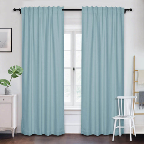 Frank Room Darkening Linen Blend Curtains Heavy Weight Thermal Blackout Drapes Back Tab & Rod Pocket - Cololeaf -- #07 Sand Beige