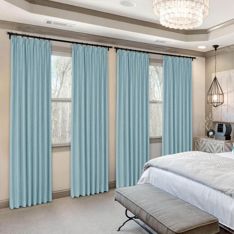Frank Heavyweight Linen Blend Blackout Curtains - Thermal Insulated, Room Darkening, Pinch Pleat Drapes - Cololeaf -- #01 Ivory White