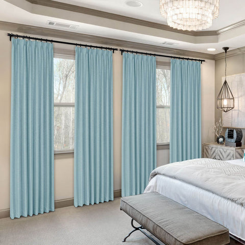 Frank Heavyweight Linen Blend Blackout Curtains - Thermal Insulated, Room Darkening, Pinch Pleat Drapes - Cololeaf