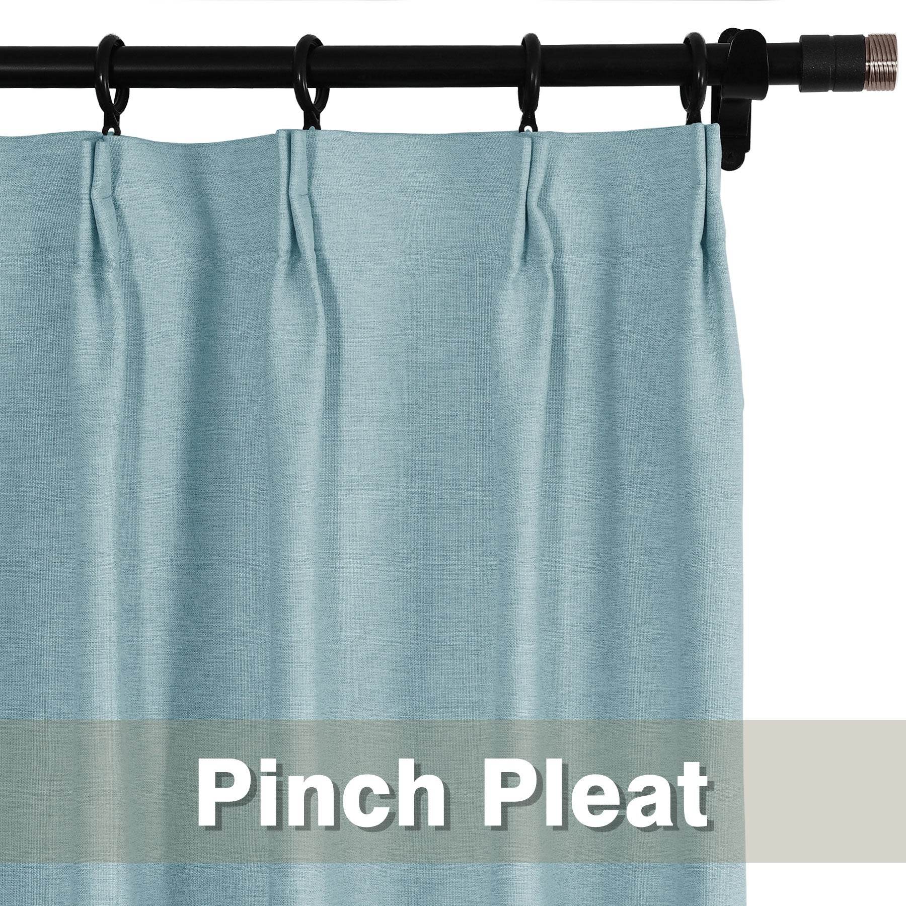 Frank Heavyweight Linen Blend Blackout Curtains - Thermal Insulated, Room Darkening, Pinch Pleat Drapes - Cololeaf