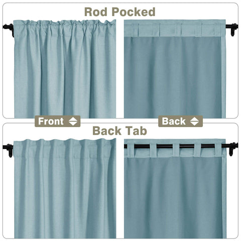 Frank Room Darkening Linen Blend Curtains Heavy Weight Thermal Blackout Drapes Back Tab & Rod Pocket - Cololeaf -- #07 Sand Beige