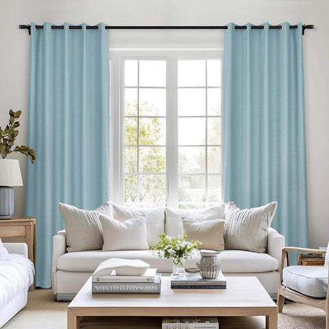 Frank Room Darkening Linen Blend Curtains Heavy Weight Thermal Blackout Drapes Grommet - Cololeaf -- #01 Ivory White