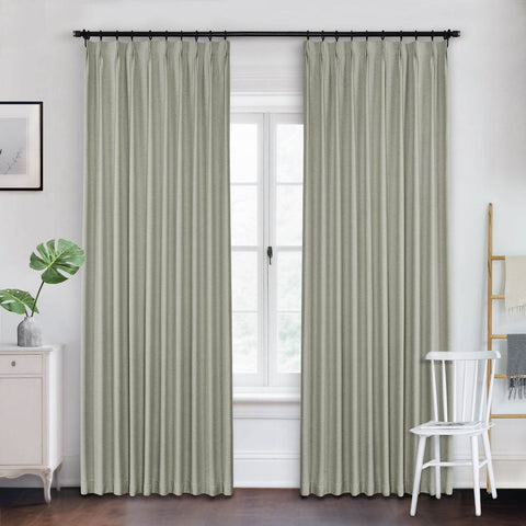 Frank Heavyweight Linen Blend Blackout Curtains - Thermal Insulated, Room Darkening, Pinch Pleat Drapes - Cololeaf