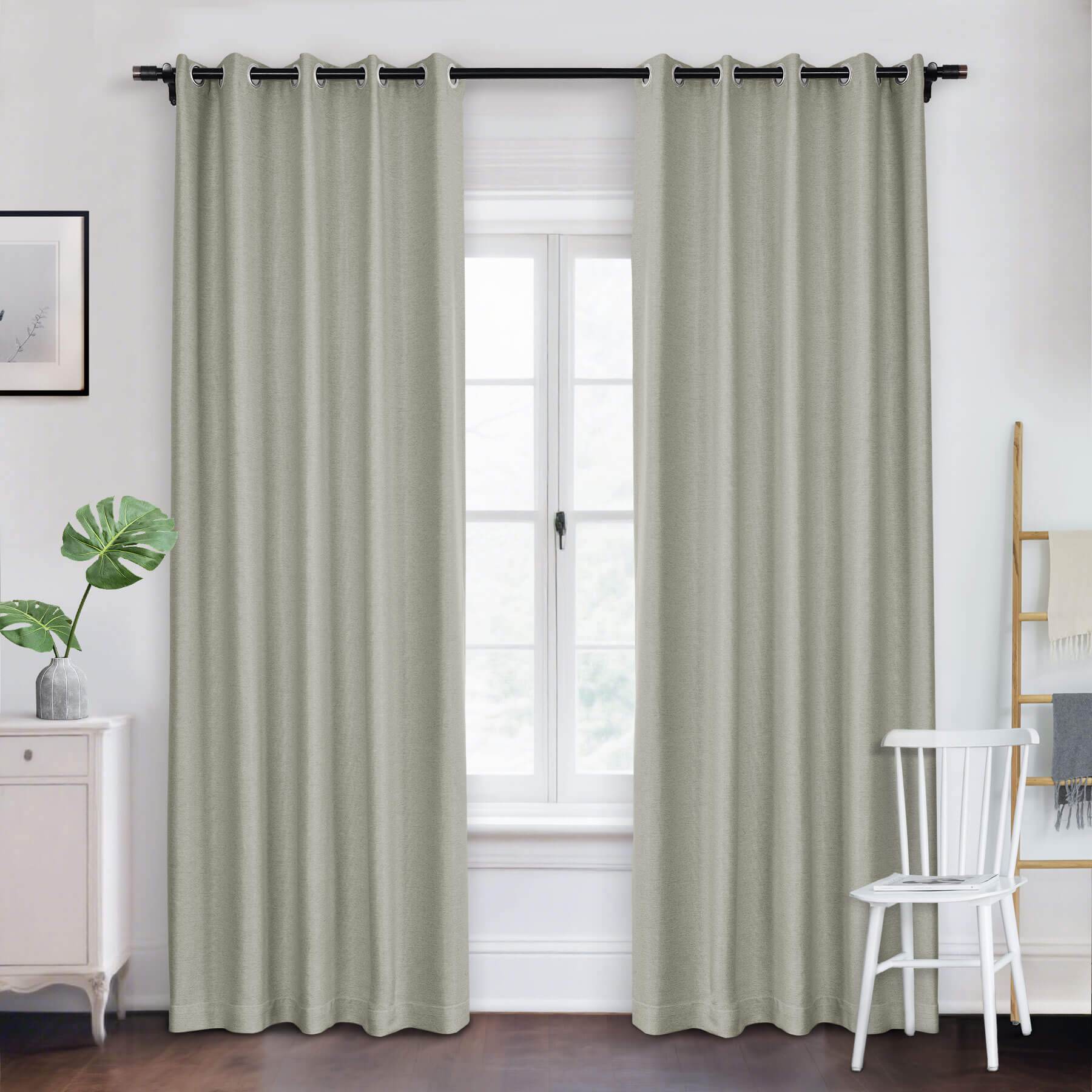 Frank Room Darkening Linen Blend Curtains Heavy Weight Thermal Blackout Drapes Grommet - Cololeaf -- #01 Ivory White
