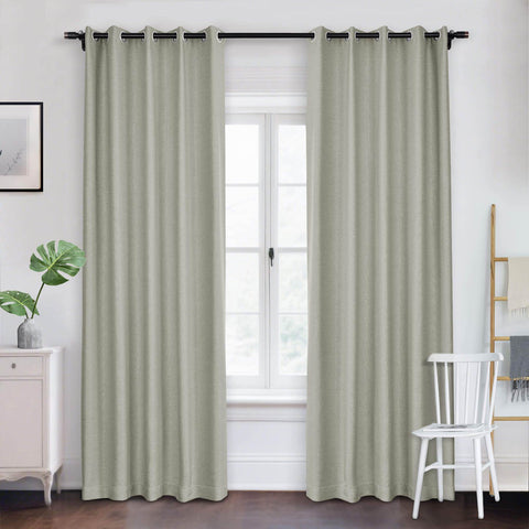Frank Room Darkening Linen Blend Curtains Heavy Weight Thermal Blackout Drapes Grommet - Cololeaf -- #01 Ivory White