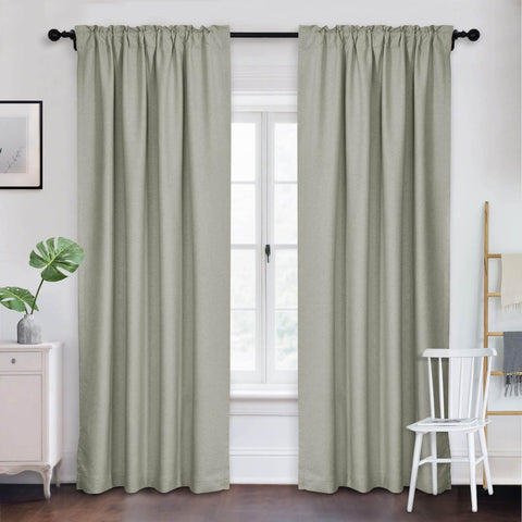 Frank Room Darkening Linen Blend Curtains Heavy Weight Thermal Blackout Drapes Back Tab & Rod Pocket - Cololeaf -- #07 Sand Beige
