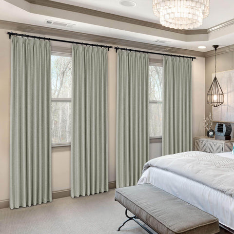 Frank Heavyweight Linen Blend Blackout Curtains - Thermal Insulated, Room Darkening, Pinch Pleat Drapes - Cololeaf -- #01 Ivory White