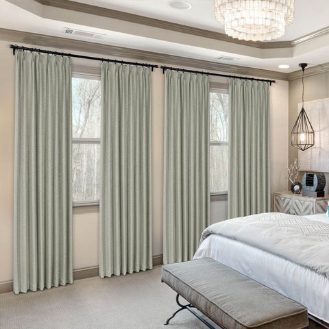 Frank Heavyweight Linen Blend Blackout Curtains - Thermal Insulated, Room Darkening, Pinch Pleat Drapes - Cololeaf